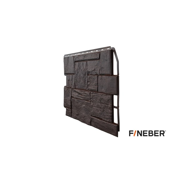 Фасадная панель ПВХ FineBer (Файнбир) Дачный Туф 3D-Facture Темно-коричневый